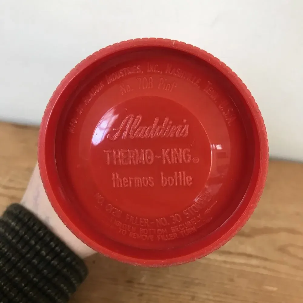 Vintage Aladdin Thermos 71B Dimpled Aluminum Red Top Bullet Thermo King Qt 032B